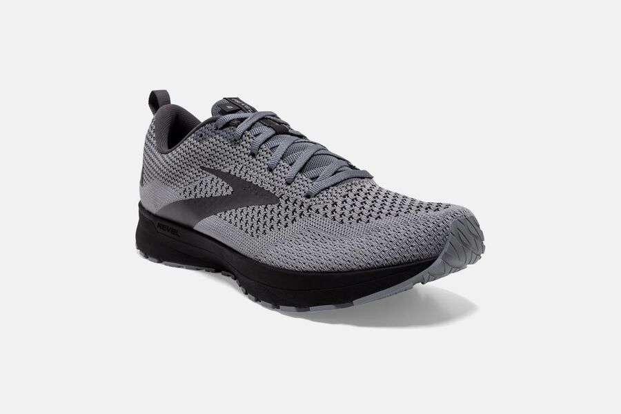 Brooks Running Shoes - Revel 4 Road Mens - Grey/Black - VLR-721689